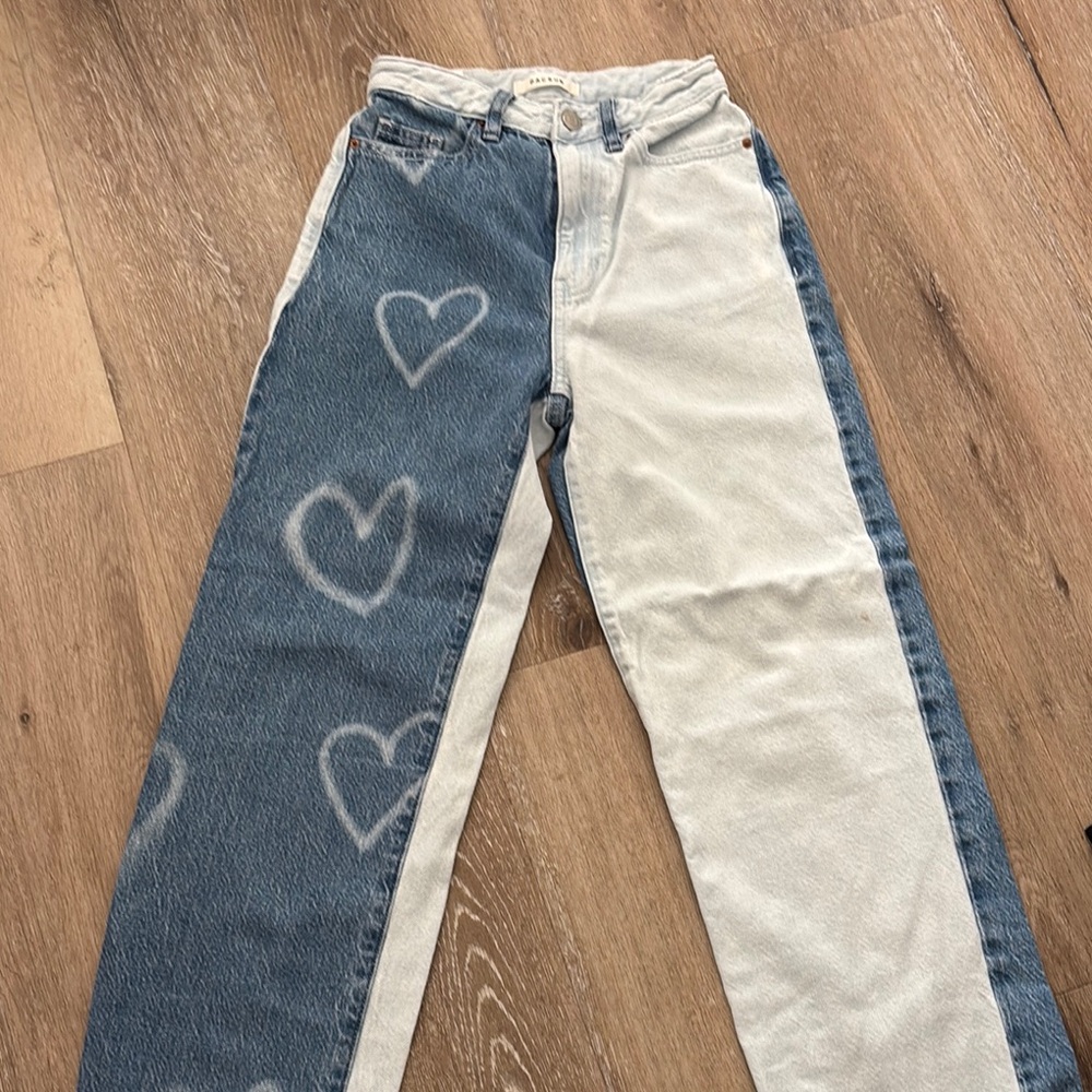 PACSUN Two-Tone Heart Pattern Jeans size 22